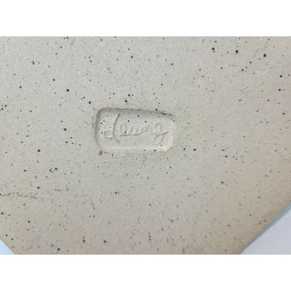 Stoneware Art Pottery Oil Lamp Triangle Red Blue Circle‎ Signed - Picture 7 of 7